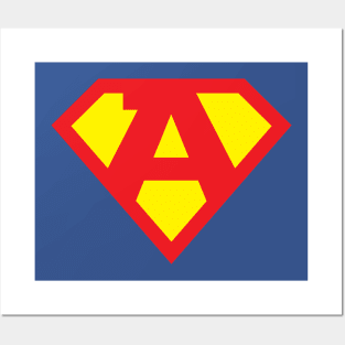 Letter A Superhero Symbol Posters and Art